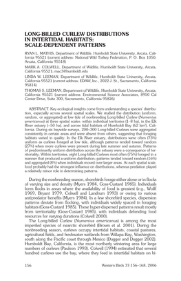 Long-Billed Curlew Distributions in Intertidal Habitats: Scale-Dependent Patterns Ryan L