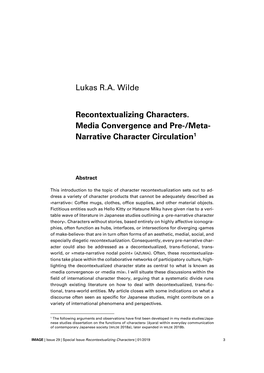 Lukas RA Wilde Recontextualizing Characters. Media