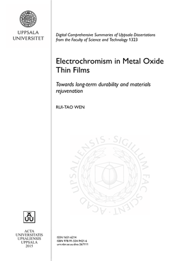 Electrochromism in Metal Oxide Thin Films