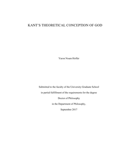 Kant's Theoretical Conception Of