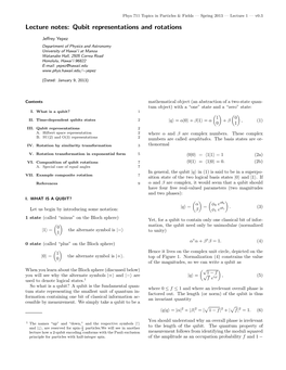 Lecture Notes: Qubit Representations and Rotations