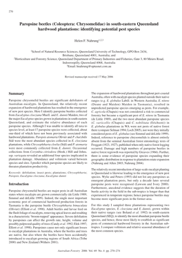 Paropsine Beetles (Coleoptera: Chrysomelidae) in South-Eastern Queensland Hardwood Plantations: Identifying Potential Pest Species