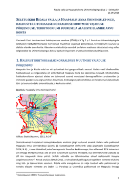 Seletuskiri Ridala Valla Ja Haapsalu Linna