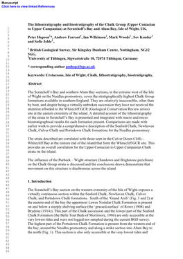 The Lithostratigraphy and Biostratigraphy of the Chalk Group (Upper Coniacian 1 to Upper Campanian) at Scratchell’S Bay and Alum Bay, Isle of Wight, UK