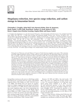 Megafauna Extinction, Tree Species Range Reduction, and Carbon Storage in Amazonian Forests