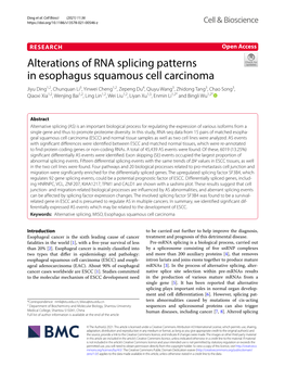 Alterations of RNA Splicing Patterns in Esophagus Squamous Cell Carcinoma