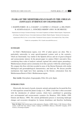 Flora of the Mediterranean Basin in the Chilean Espinales: Evidence of Colonisation