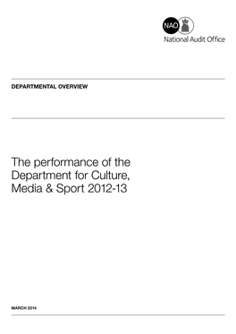 The Performance of the Department for Culture Media and Sport 2012-13