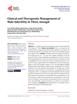 Clinical and Therapeutic Management of Male Infertility in Thies, Senegal