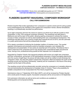 MR Flinders Quartet Composer Workshop