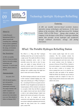 Hydrogen Refuelling December 2011 Featuring