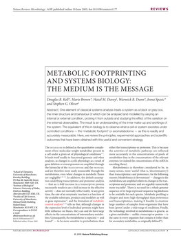 Metabolic Footprinting and Systems Biology: the Medium Is the Message