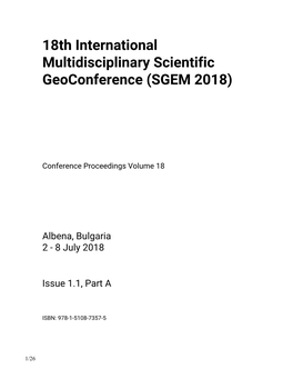 18Th International Multidisciplinary Scientific Geoconference (SGEM