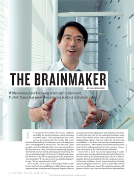 With His Knack for Knowing What Stem Cells Want, Yoshiki Sasai Has Grown an Eye and Parts of a Brain in a Dish
