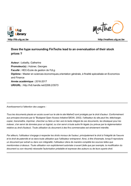 Does the Hype Surrounding Fintechs Lead to an Overvaluation of Their Stock Prices ?