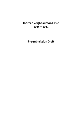 Thorner Neighbourhood Plan 2016 – 2031 Pre-Submission Draft