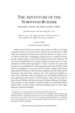 The Adventure of the Norwood Builder: Excerpts from The