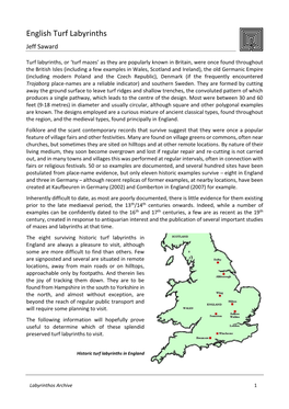 English Turf Labyrinths Jeff Saward