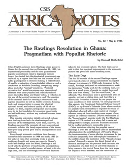 The Rawlings Revolution in Ghana: Pragmatism with Populist· Rhetoric by Donald Rothchild