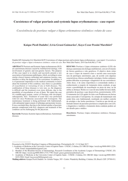 Coexistence of Vulgar Psoriasis and Systemic Lupus Erythematosus - Case Report