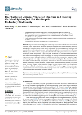 Deer Exclusion Changes Vegetation Structure and Hunting Guilds of Spiders, but Not Multitrophic Understory Biodiversity