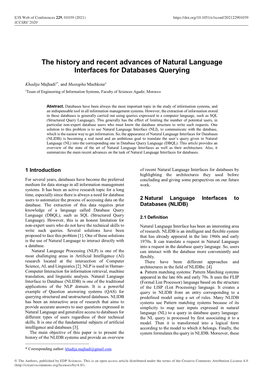 The History and Recent Advances of Natural Language Interfaces for Databases Querying