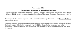 Schedule of Major Modifications
