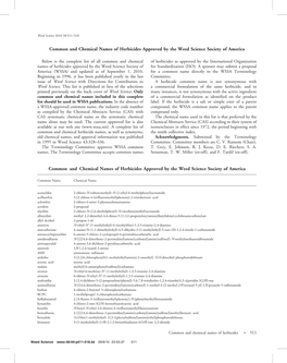 Common and Chemical Names of Herbicides Approved by the WSSA