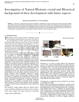 Investigation of Natural Photonic Crystal and Historical Background of Their Development with Future Aspects