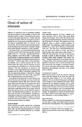 Onset of Action of Relaxants Francois Donati PH D MD FRCPC