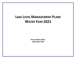 Lake Level Management Plans Water Year 2021