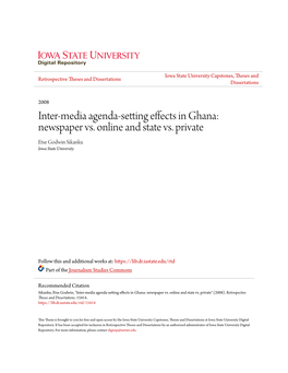 Inter-Media Agenda-Setting Effects in Ghana: Newspaper Vs. Online and State Vs