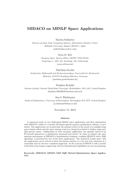 MIDACO on MINLP Space Applications