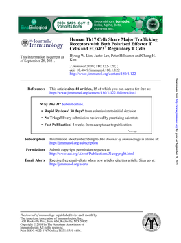 Human Th17 Cells Share Major Trafficking Receptors with Both Polarized Effector T Cells and FOXP3+ Regulatory T Cells