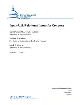 Japan-U.S. Relations: Issues for Congress