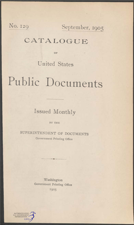 Catalogue of United States Public Documents, September 1905