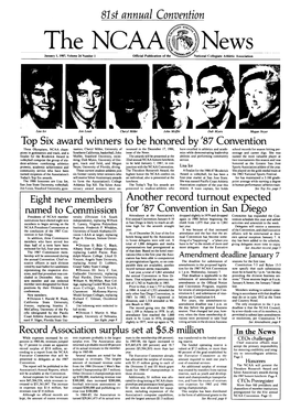 THE NCAA NEWS/January I,1987 3 Top Six