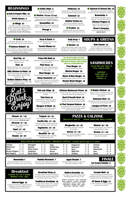 BEGINNINGS FINALE SANDWICHES Breakfast SOUPS & GREENS