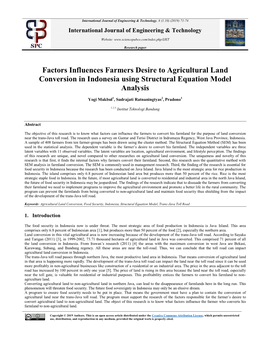 Factors Influences Farmers Desire to Agricultural Land Conversion in Indonesia Using Structural Equation Model Analysis