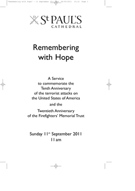 11 September 2011 Order of Service.Pdf