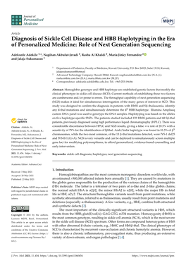 Diagnosis of Sickle Cell Disease and HBB Haplotyping in the Era of Personalized Medicine: Role of Next Generation Sequencing