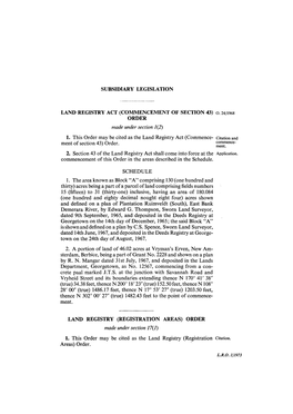 1. This Order May Be Cited As the Land Registry Act (Commence- Citation and Ment Ofsection 43) Order