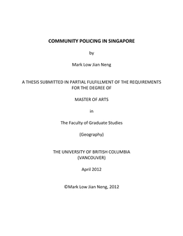 Community Policing in Singapore