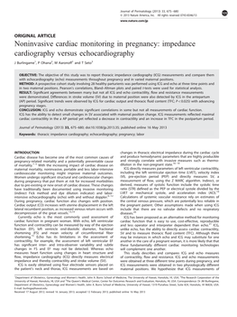Impedance Cardiography Versus Echocardiography