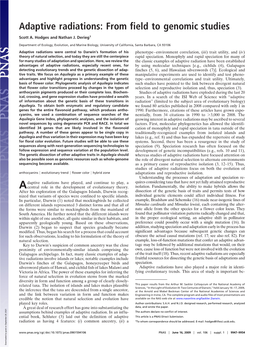 Adaptive Radiations: from Field to Genomic Studies