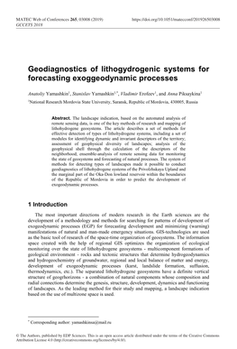 Geodiagnostics of Lithogydrogenic Systems for Forecasting Exoggeodynamic Processes