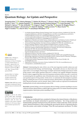 Quantum Biology: an Update and Perspective