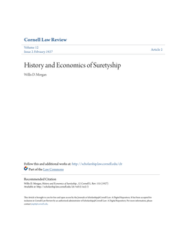 History and Economics of Suretyship Willis D