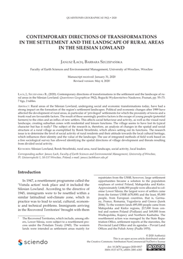 Contemporary Directions of Transformations in the Settlement and the Landscape of Rural Areas