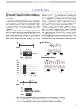 Clinical Application of Whole-Genome Sequencing in Patients with Primary